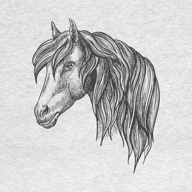 Horse Head- Pencil Drawn Sketch by Prairie Ridge Designs